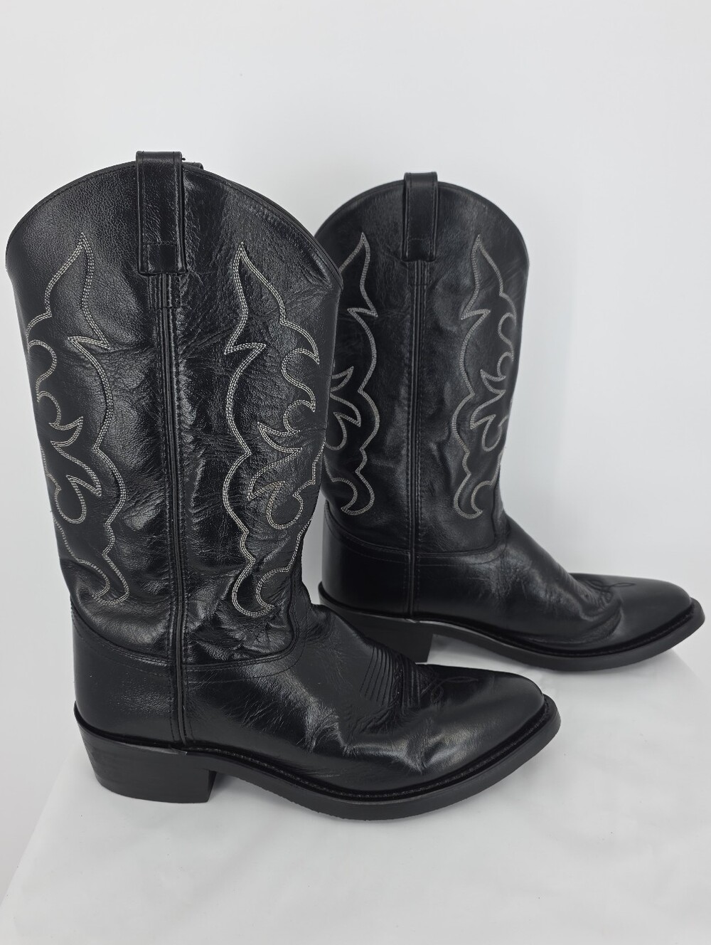 Old West TBM3010 Mens 11.5 D Black Leather Cowboy Boots Western Narrow Toe
